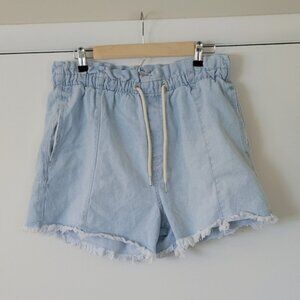 Kensie high rise paper bag light denim shorts size 12